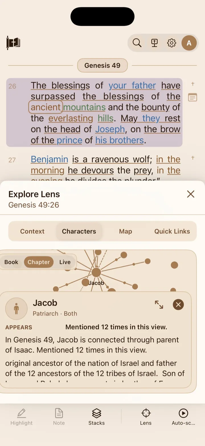 A character detail card for Jacob open over the relationship graph.